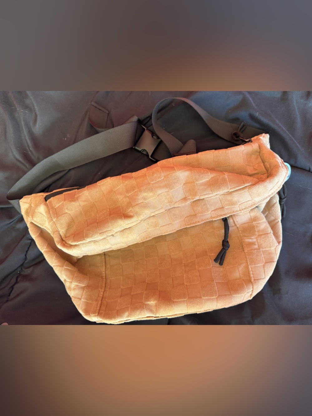 Beige/Tan Textured Crossbody Sling Bag